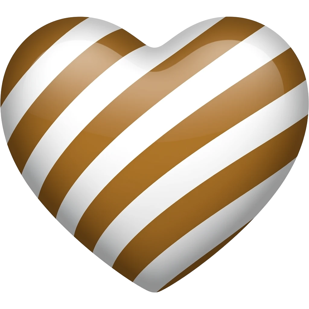 A heart striped with light brown, dark brown and white emoji