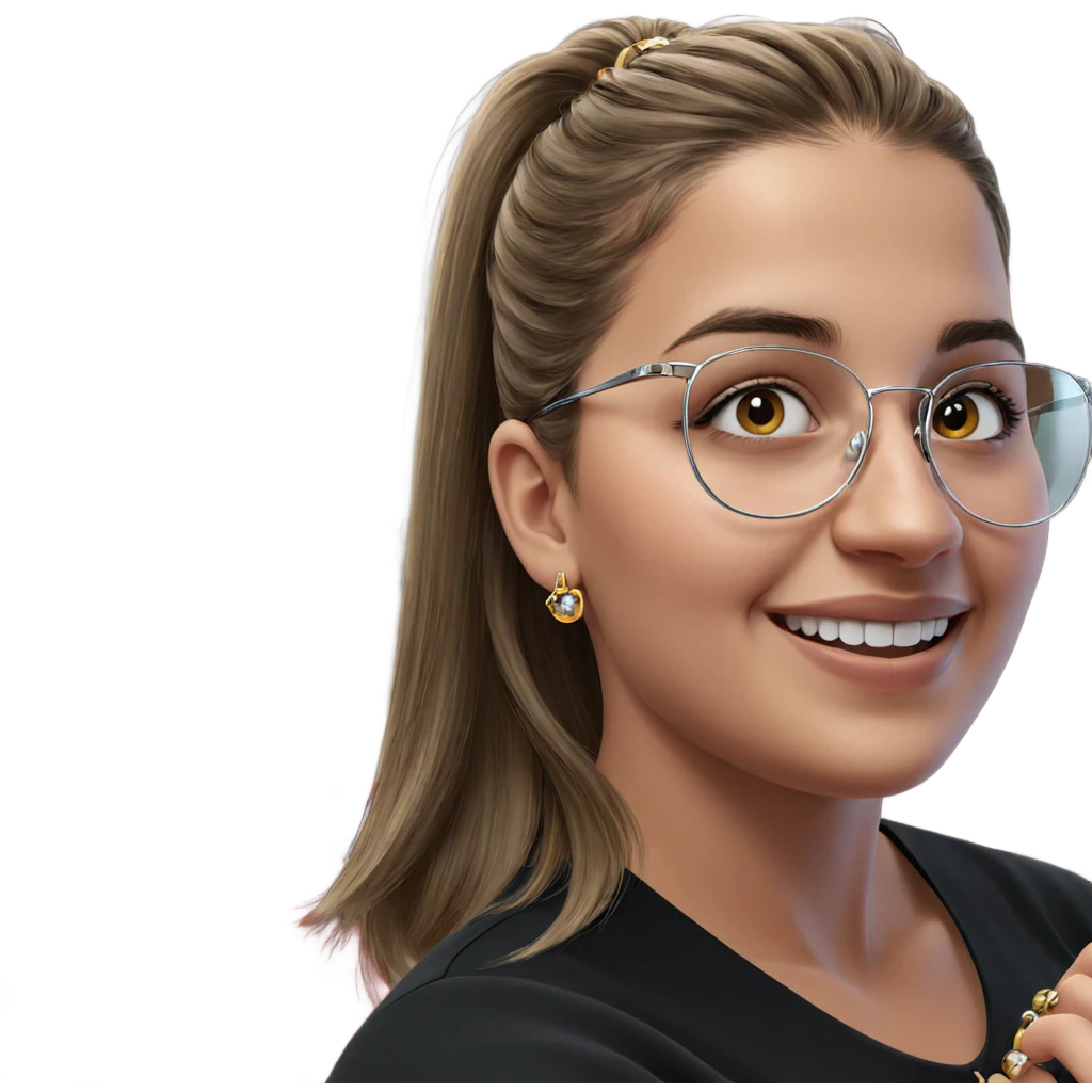 smiling girl indoors with jewelry emoji