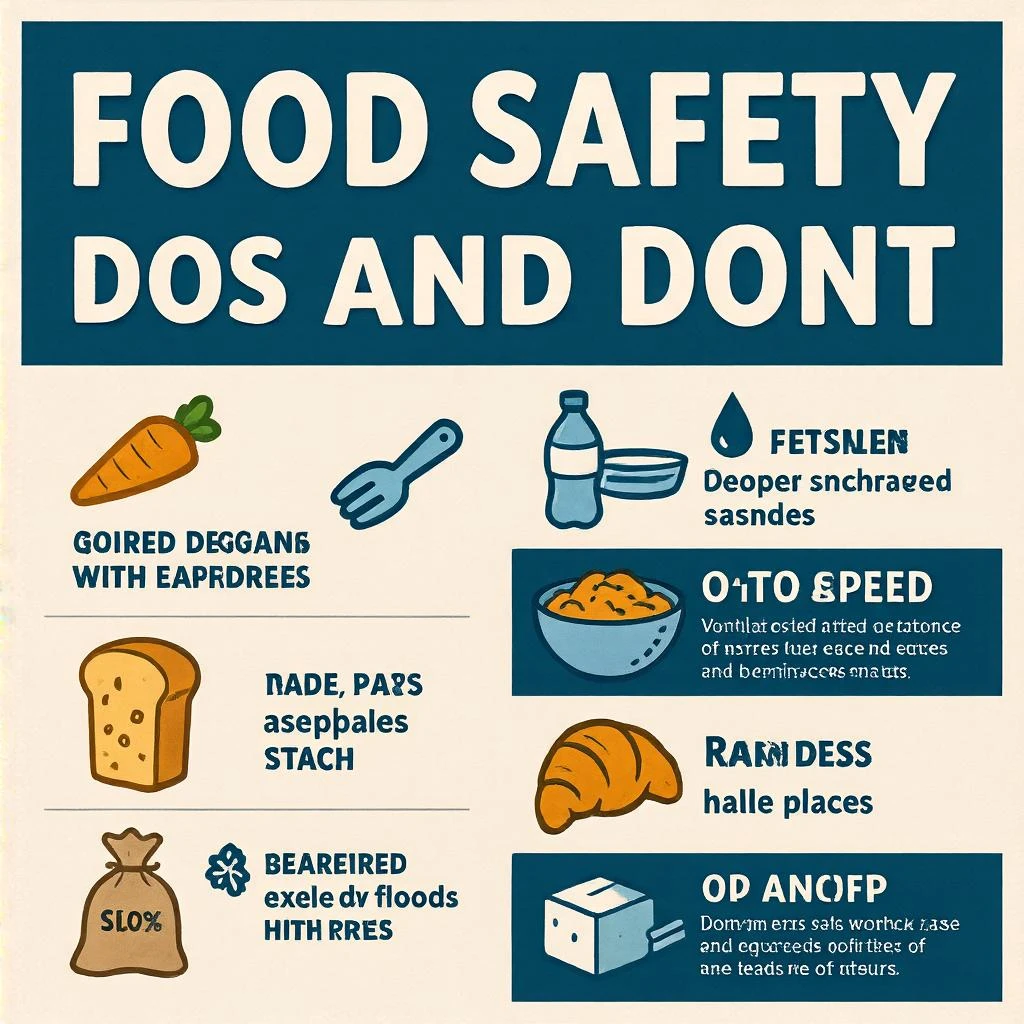 make a detail poster with title of "food safety dos and dont" emoji