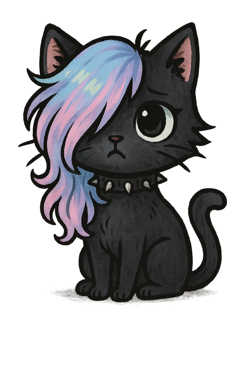 emo cat with pastel hair emoji