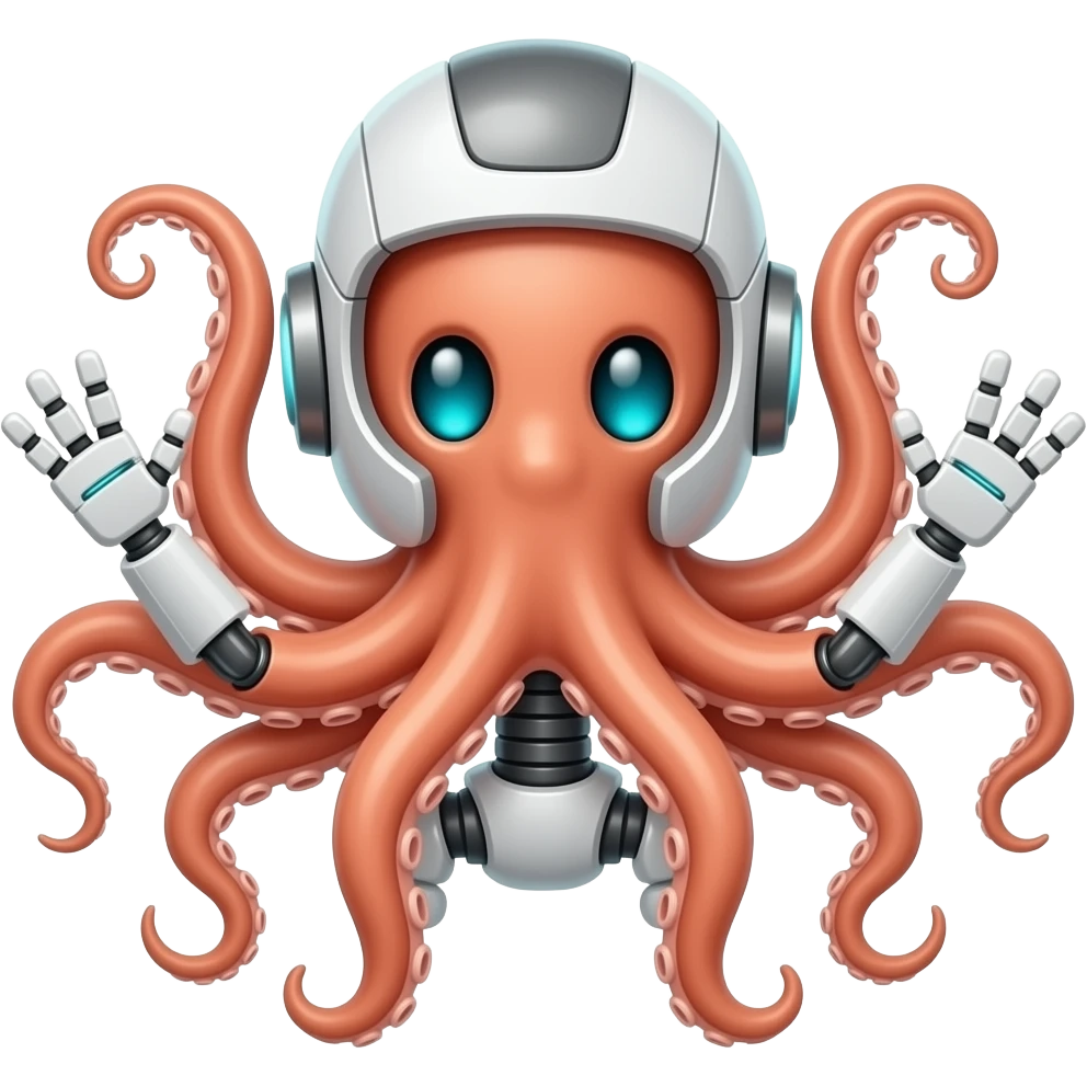 Robot con brazos de pulpo robóticos emoji