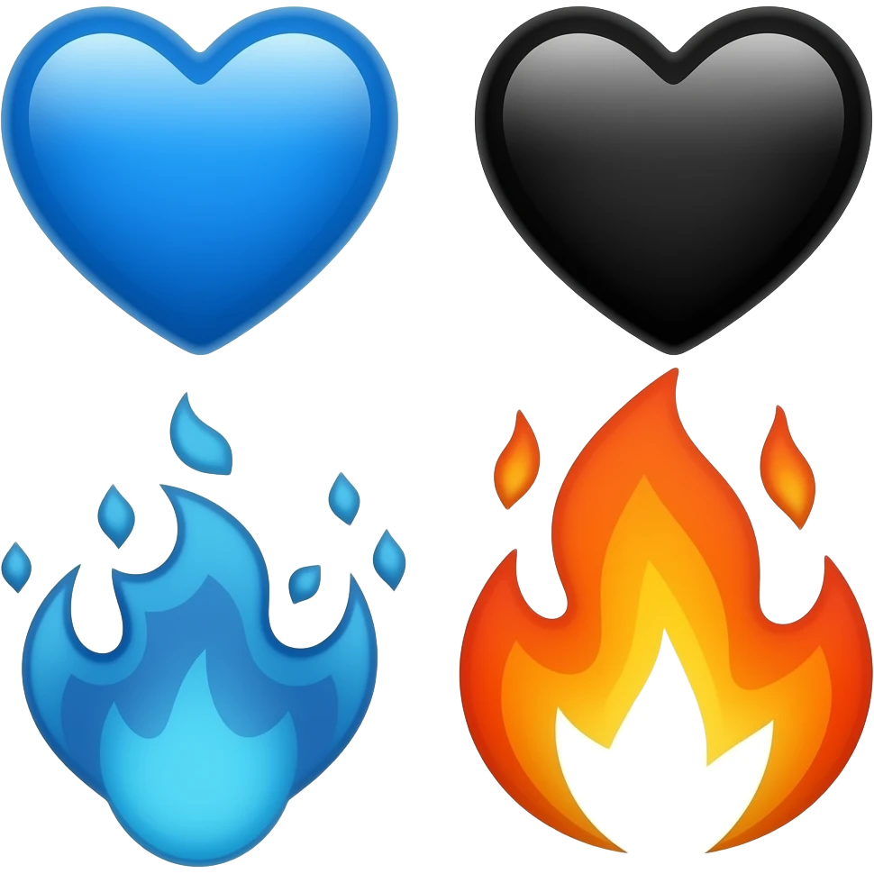 🩵+🖤+🔥 emoji