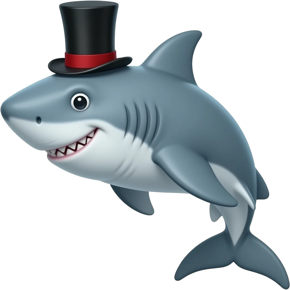 Shark with a top hat emoji