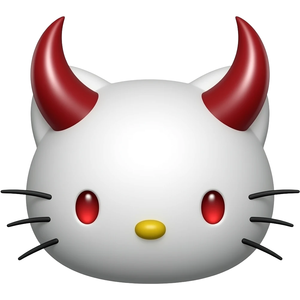 hello kitty face 3d devil emoji