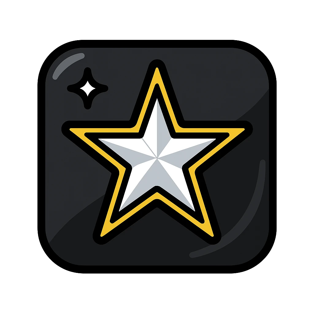 bright silver or gold star on the glossy black surface of a high-end car, main color glossy black, subtle reflections, emphasis on mirror-like shine, modern and clean, not overloaded emoji