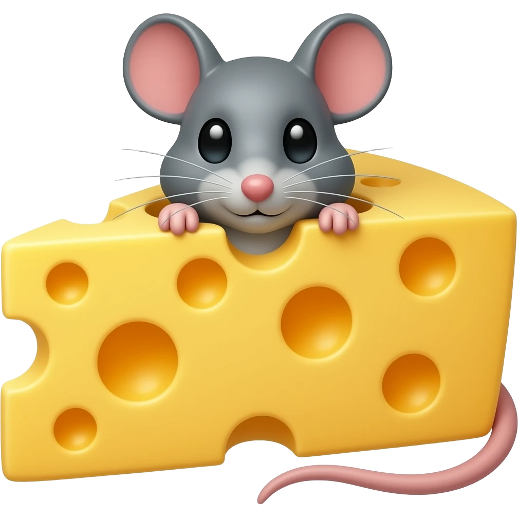 A mouse popping its head out of cheese emoji