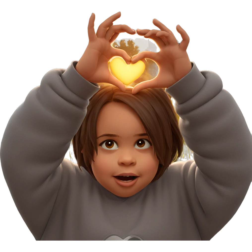 girl making heart outdoors emoji
