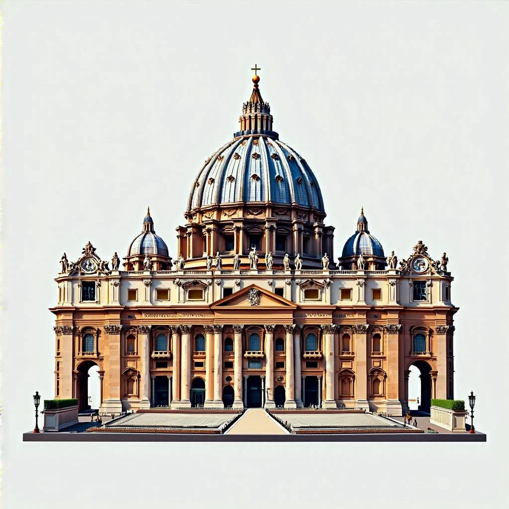 Basilica Sancti Petri in Vaticano in Bobblehead textures and style, transparent background emoji