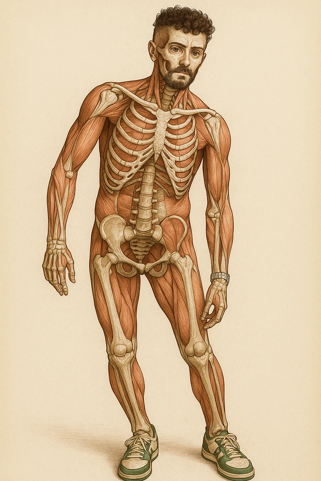 Uomo con problemi di asimmetrie e bacino inclinato, visione anatomica senza scritte emoji