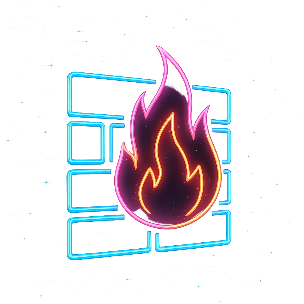 cybersecurity domain, firewall icon with glowing effect, futuristic style emoji