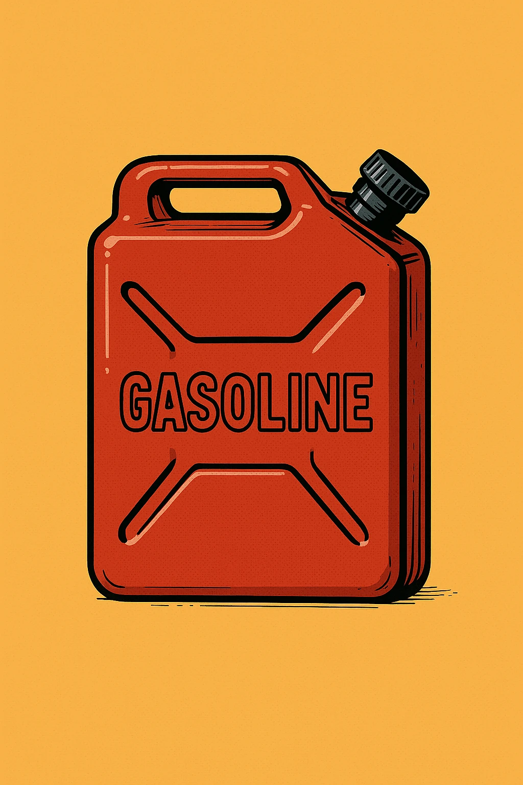 Сгенерируй мне канистру бензина  на однородном фоне в стиле чуть чуть  комикса. Канистра стоит четко прямо emoji