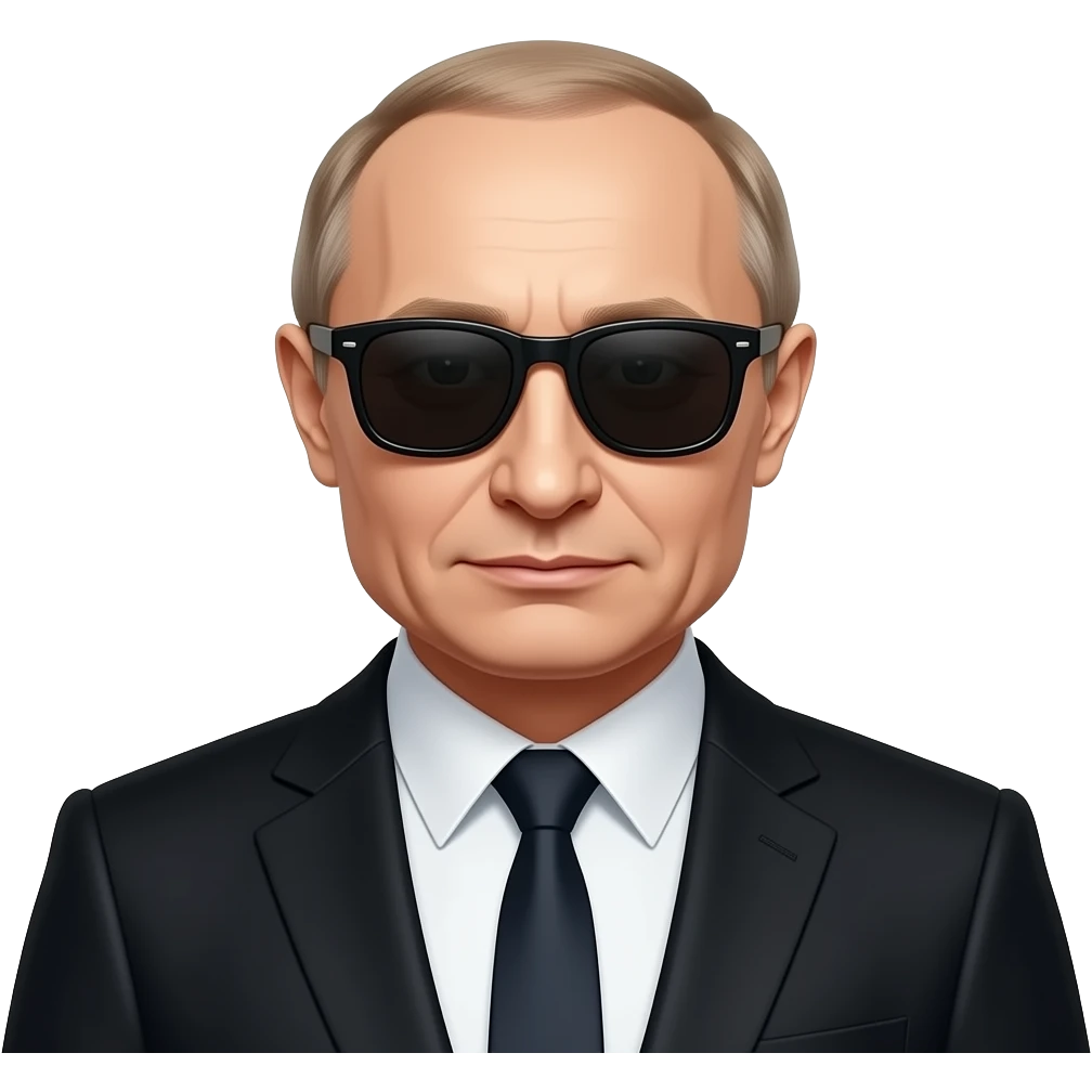 Vladimir putin in men in black suit with black sunglasses emoji