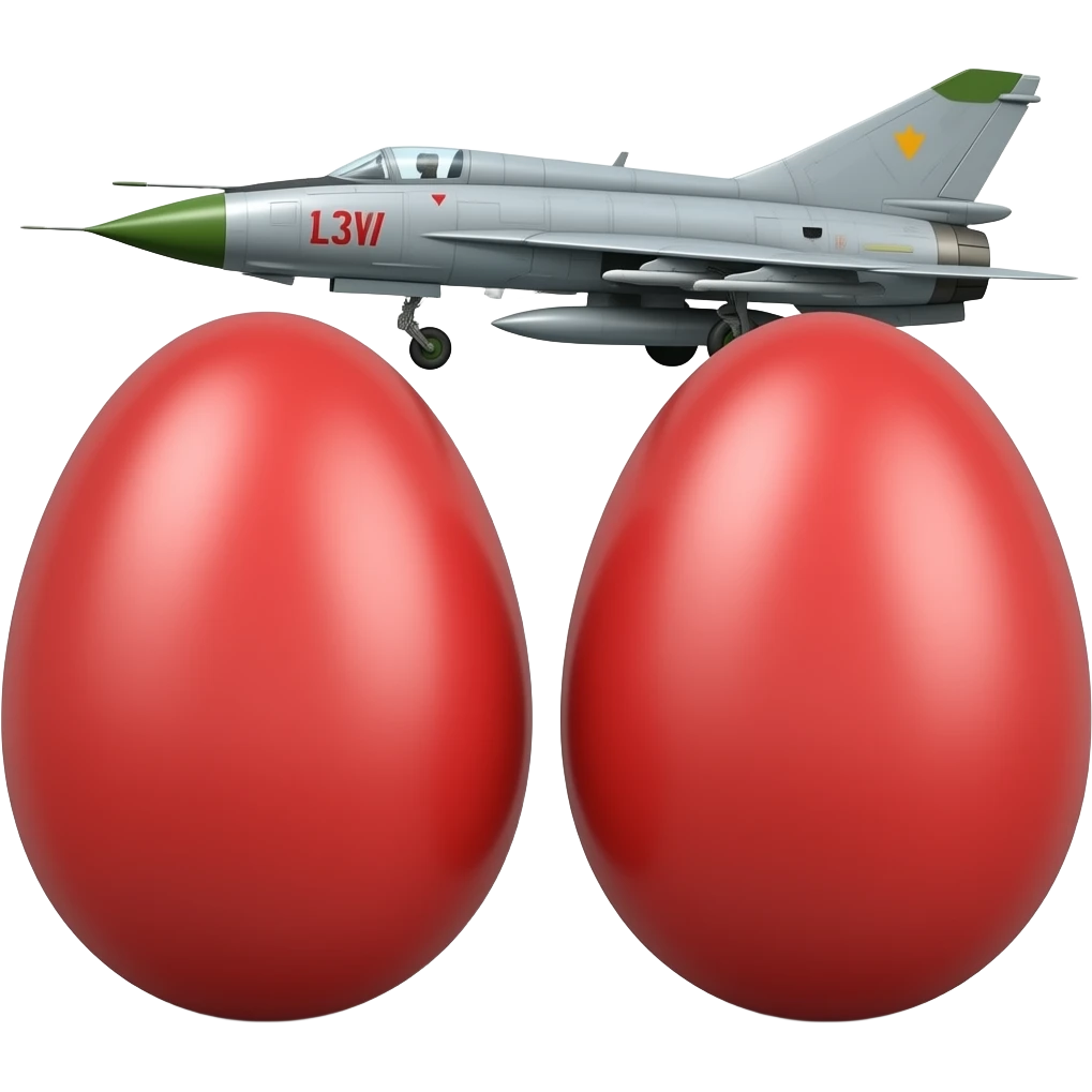 Two red eggs and a mig-21 emoji