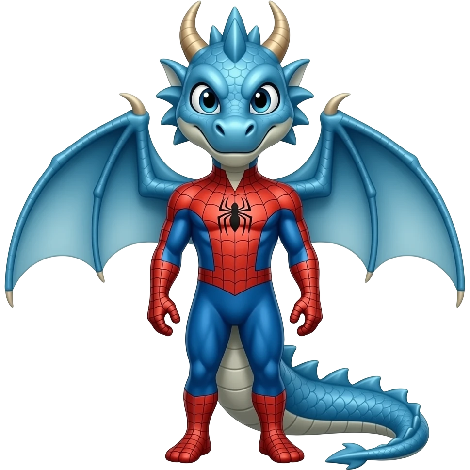Blue dragon as spiderman emoji