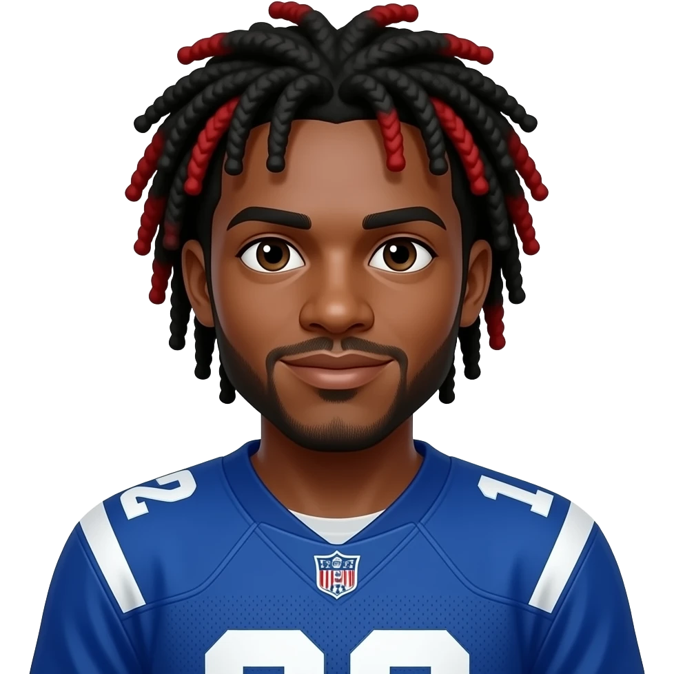 blue football jersey black and red dreads emoji
