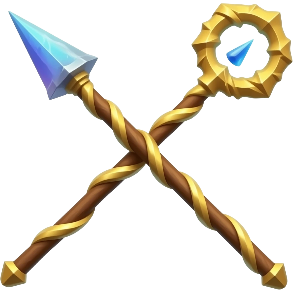2 magic staffs crossed together emoji