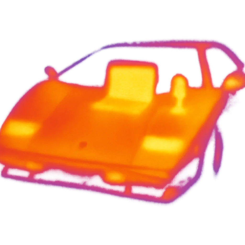 Lamborghini Countach with a laptop and recording microphone on the hood emoji