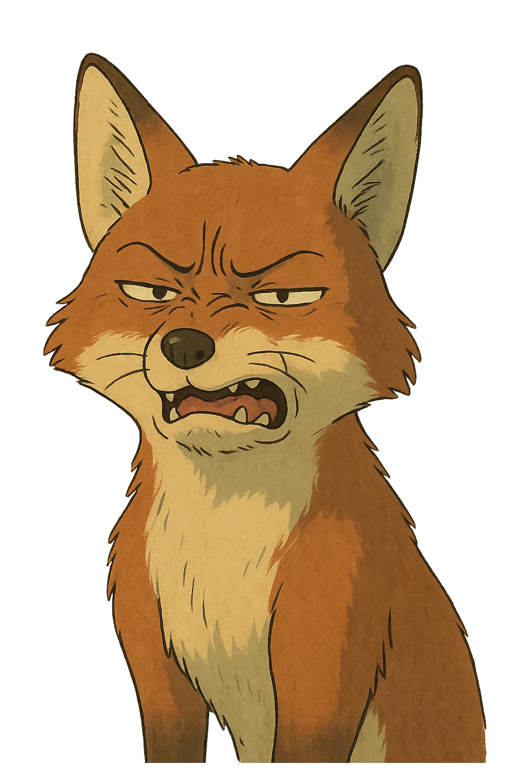 fox with disgusted face, illustrative style, natural colors emoji
