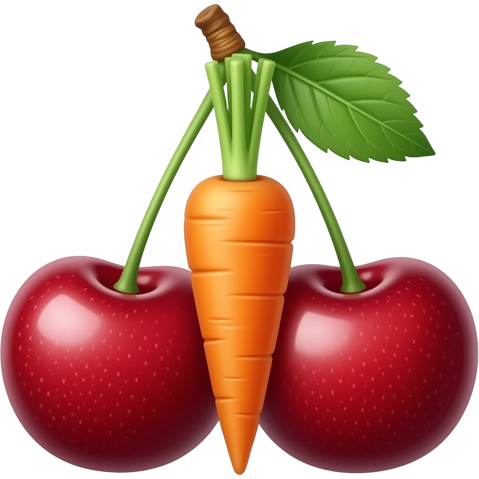 carrot between cherry berries emoji