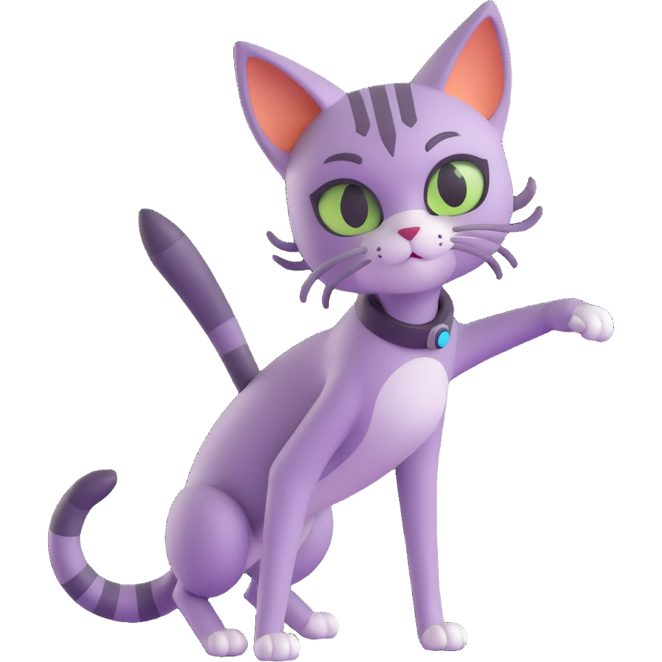 3D cat girl hybrid, half human half cat, sleek fur, expressive eyes, playful pose, futuristic style emoji