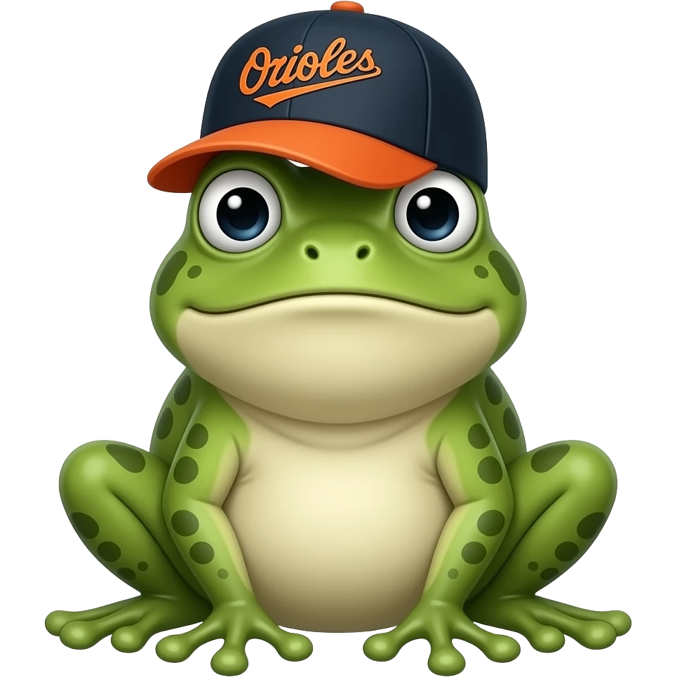bufo frog meme character with an orioles hat emoji