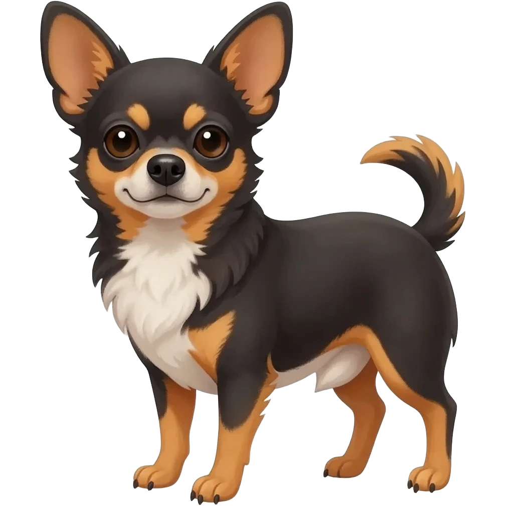 Chihuahua marron noir et blanc au ventre emoji