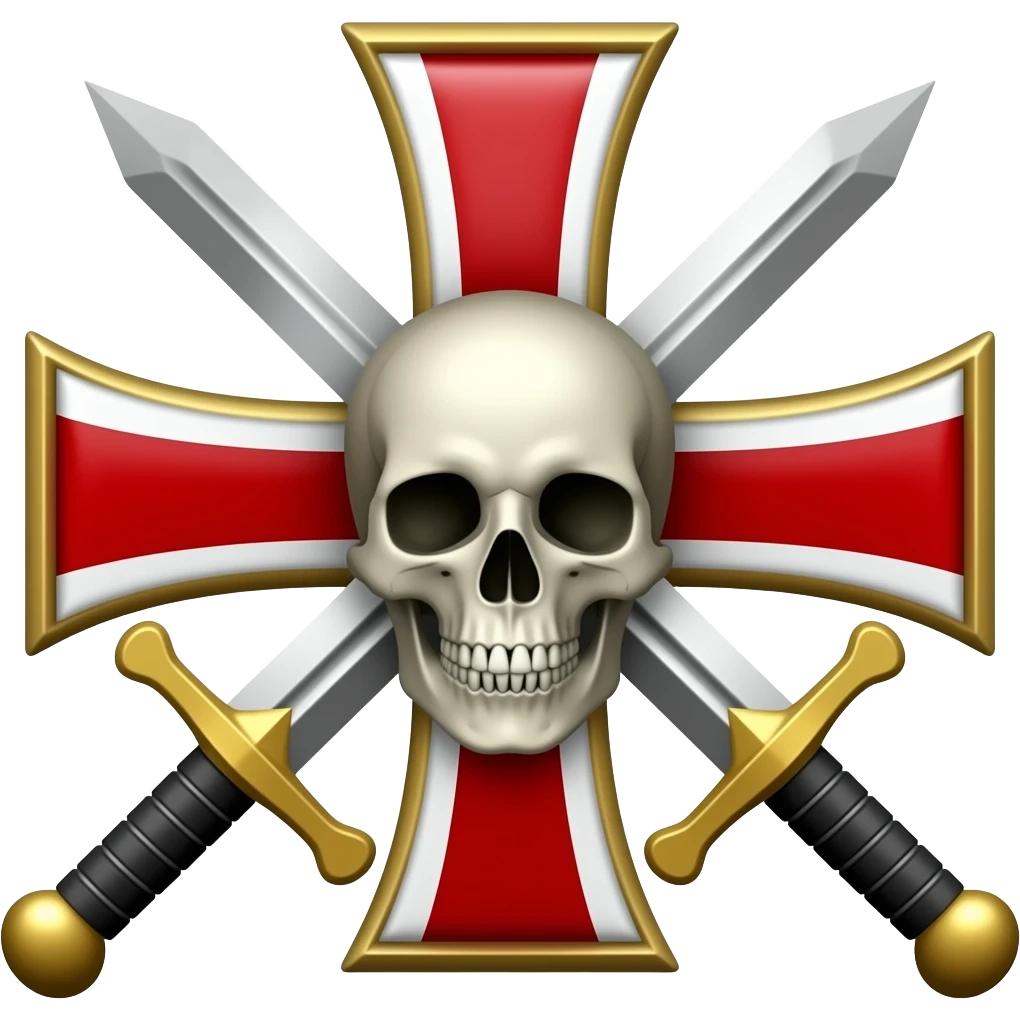 Templar cross with swords in middle and Skull emoji