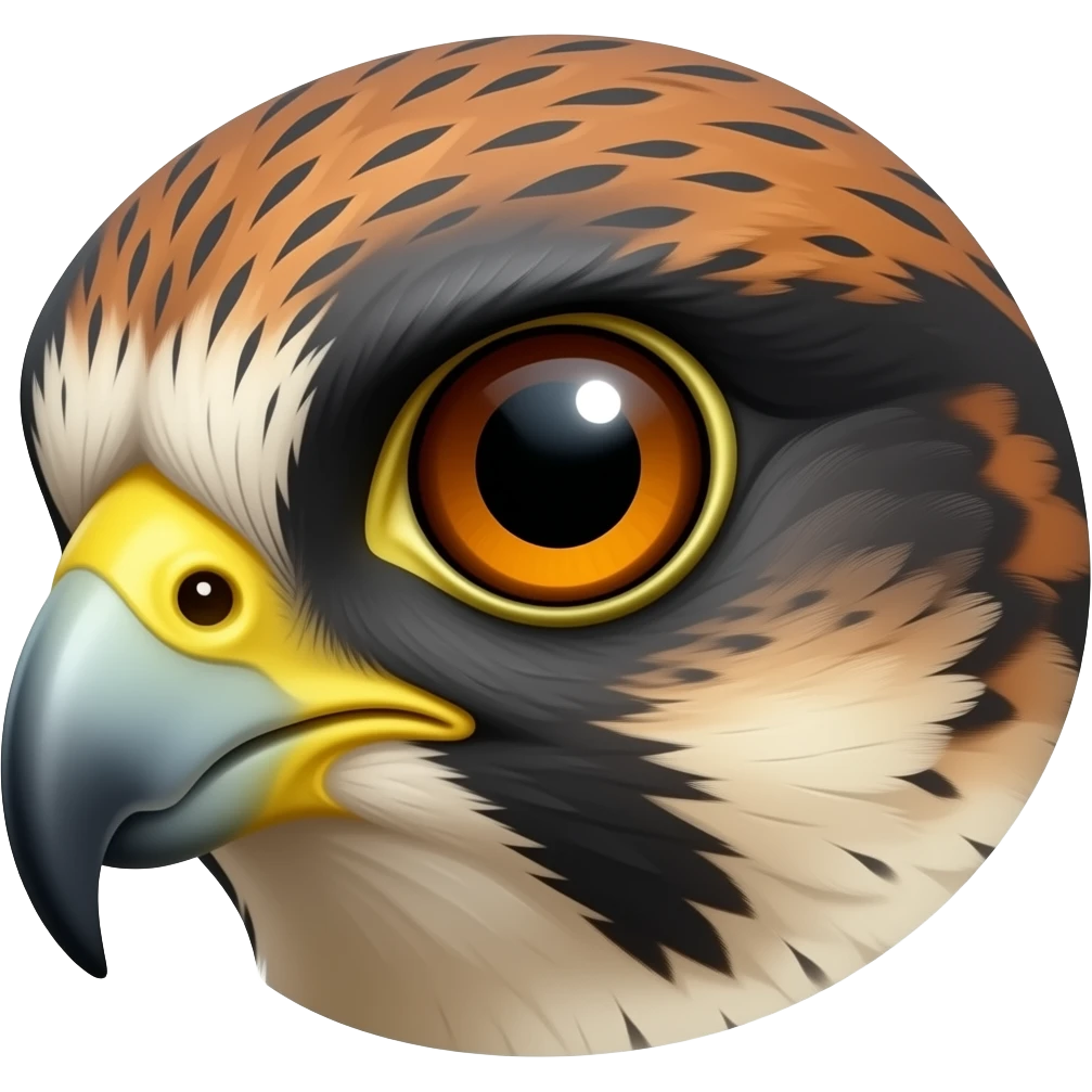 Falcon's eye, sharply slanted brow line, angry looking emoji