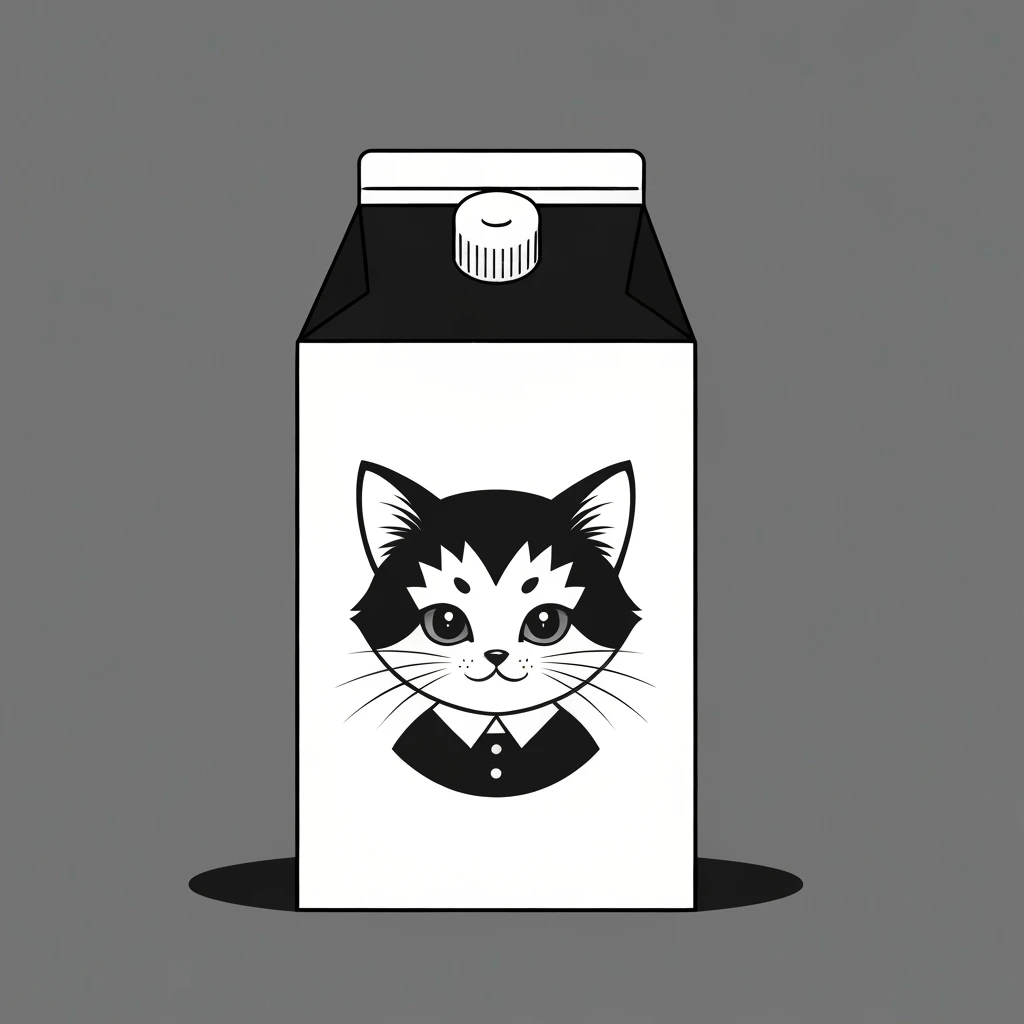 goth milk carton, cute, expressive, minimal emoji
