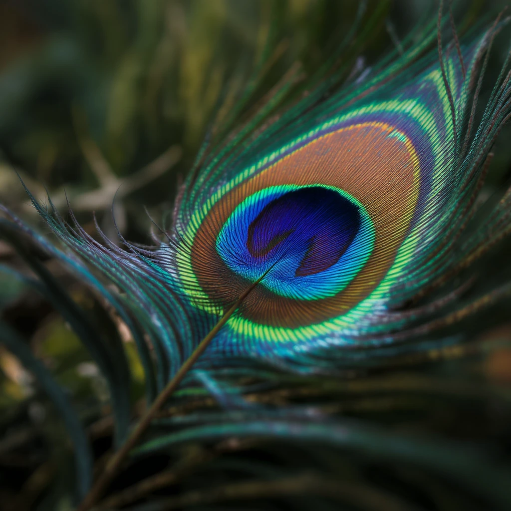vibrant, realistic peacock feather, highly detailed, professional photography style emoji