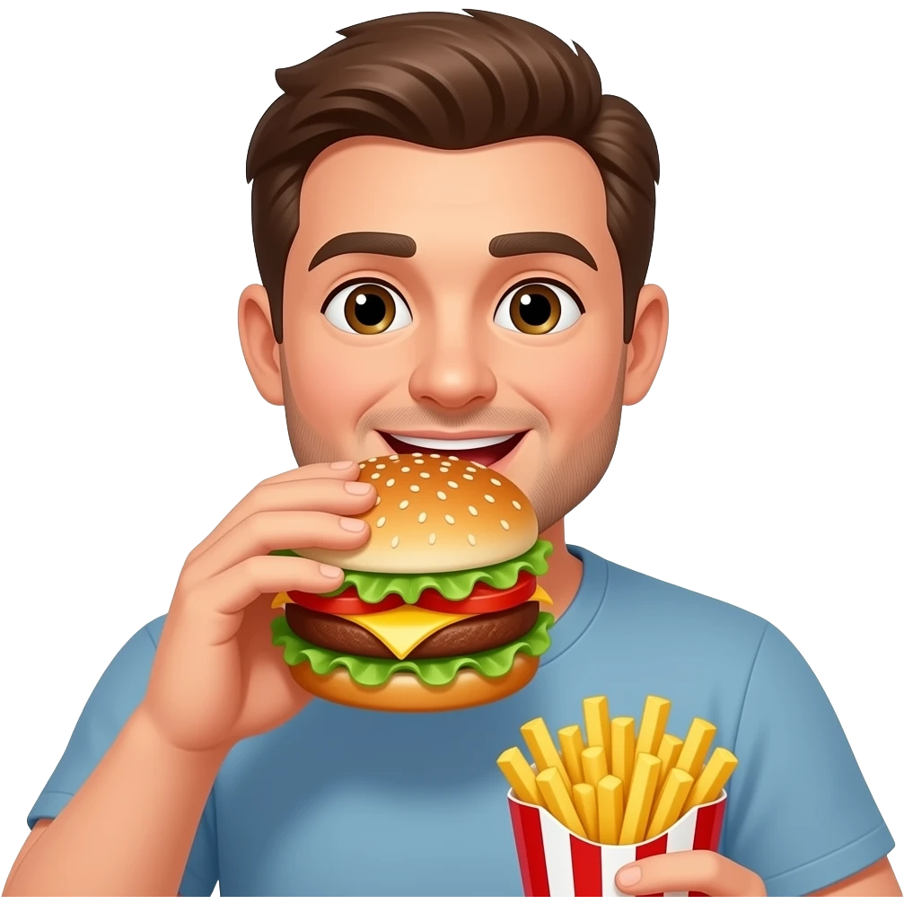 man eating burger emoji