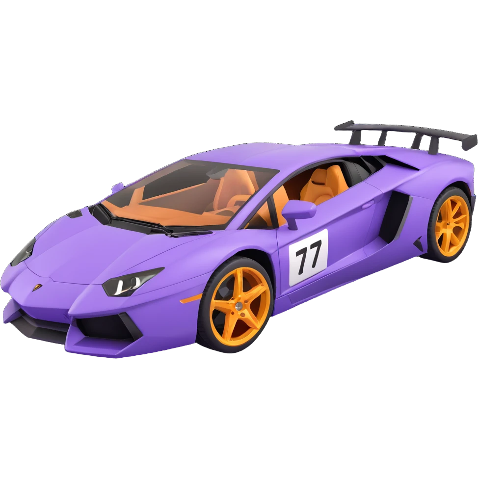 Lamborghini Aventador car with license plate 777 emoji