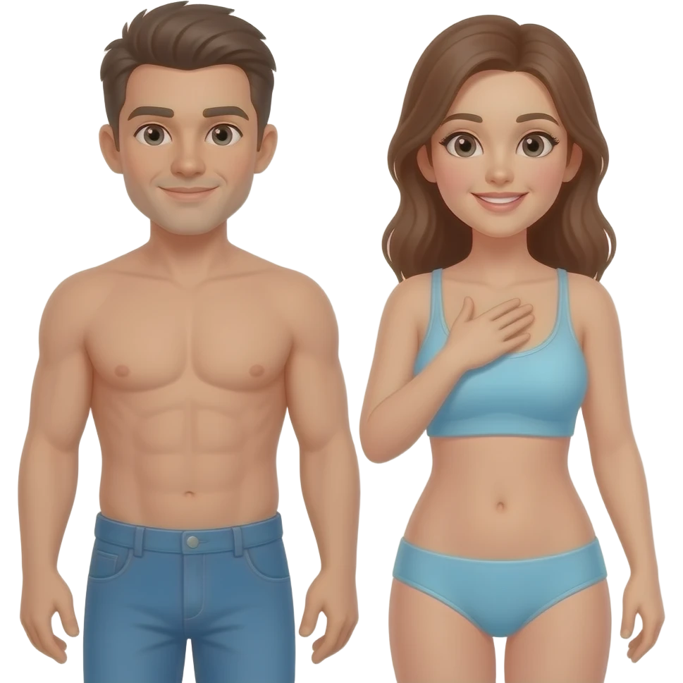 male genital between a woman's chest emoji