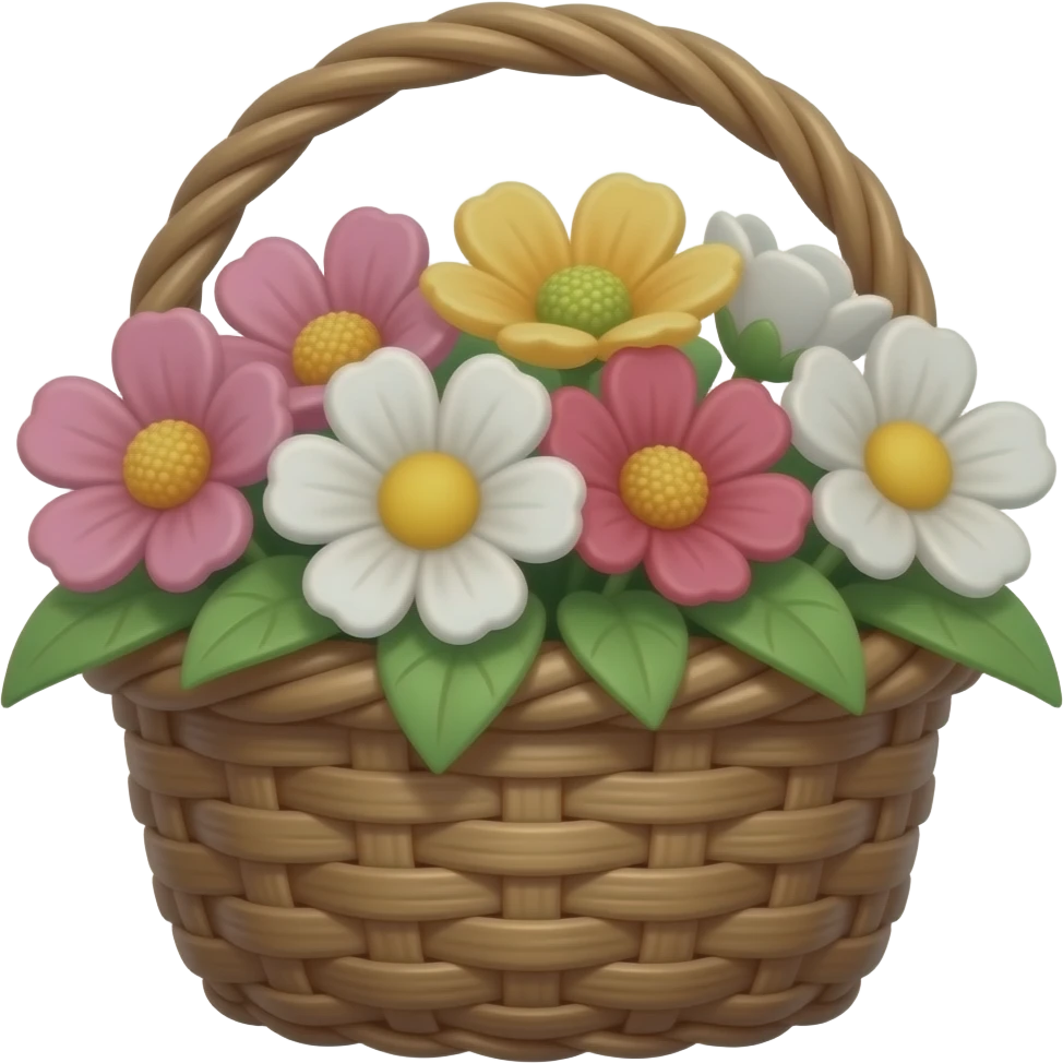 Black basket with flower hanging emoji