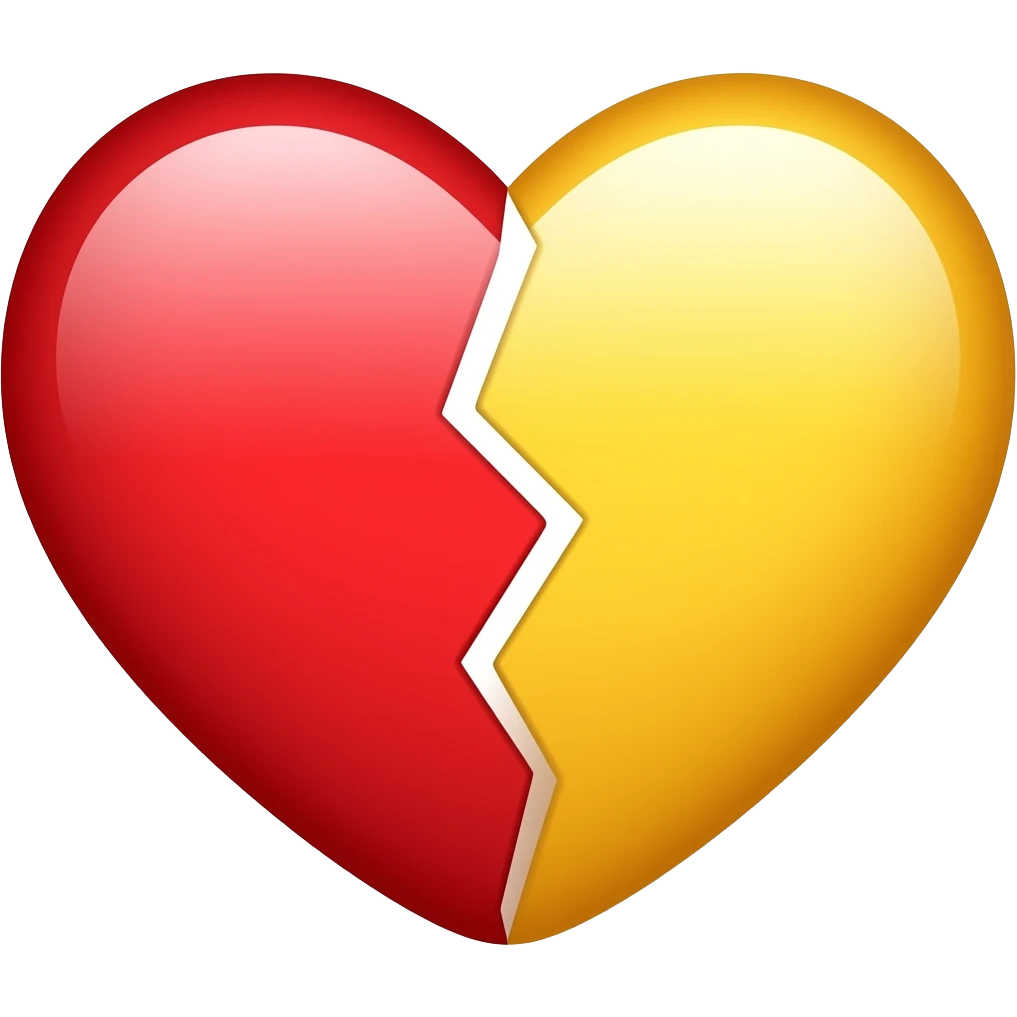 Make it equal half of red heart and yellow heart emoji emoji