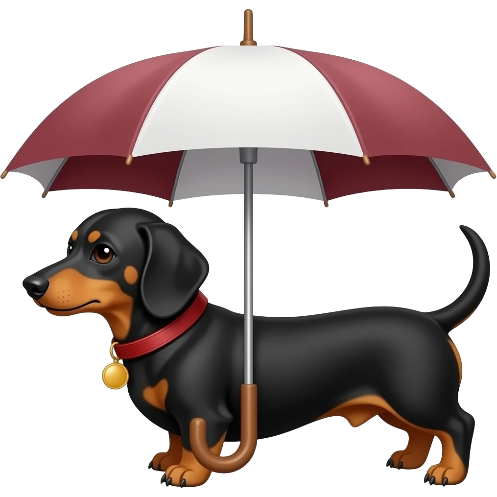 black and tan dachshund under an umbrella ☔️ emoji