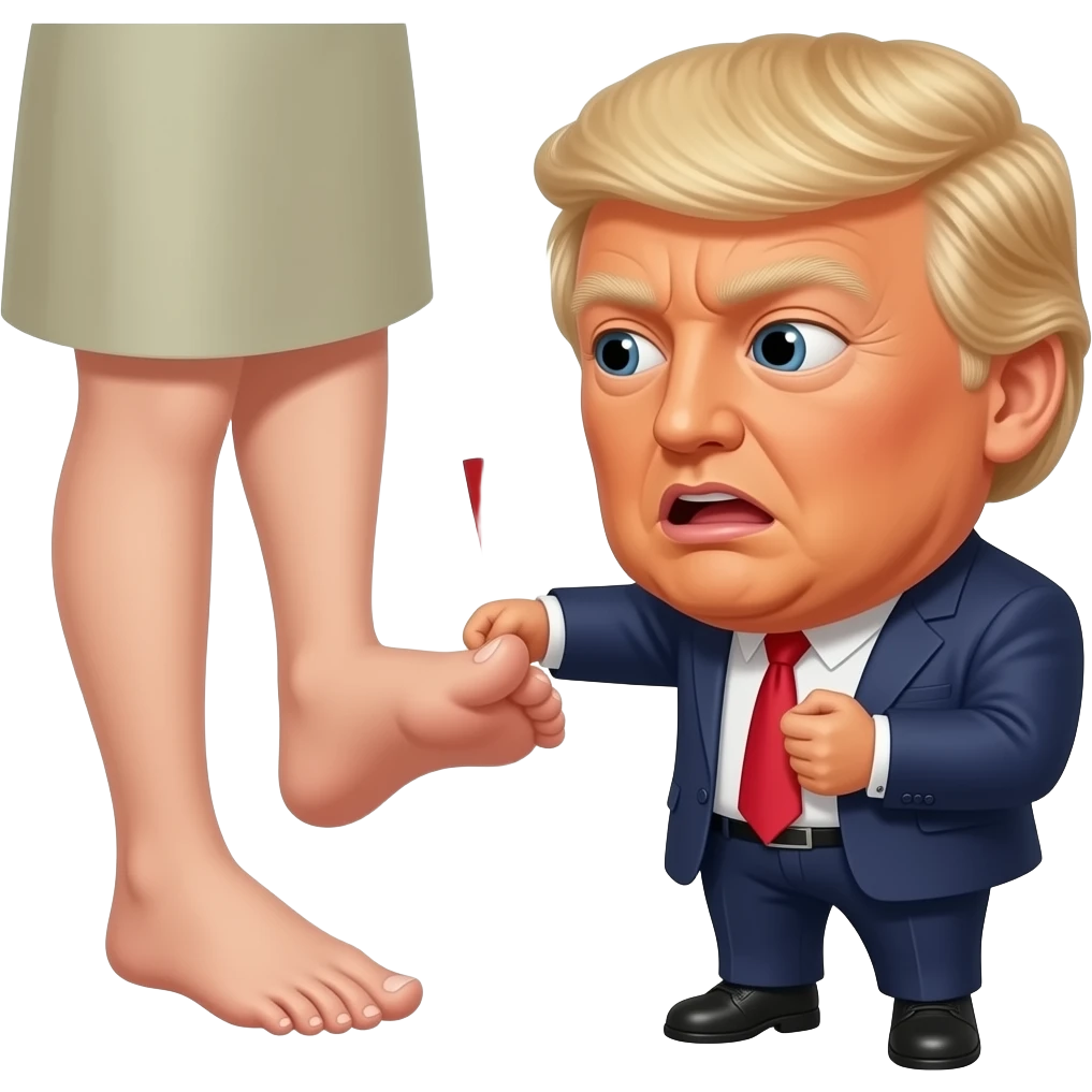 Donald trumps feet with toenails emoji