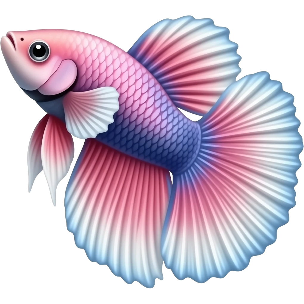 realistic pink and blue and white beta fish swimming up emoji