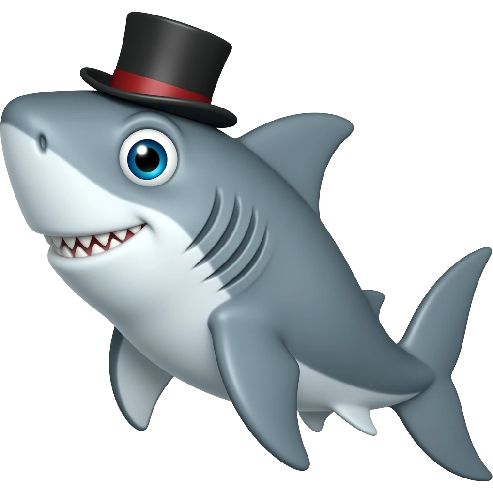 Shark with a top hat emoji
