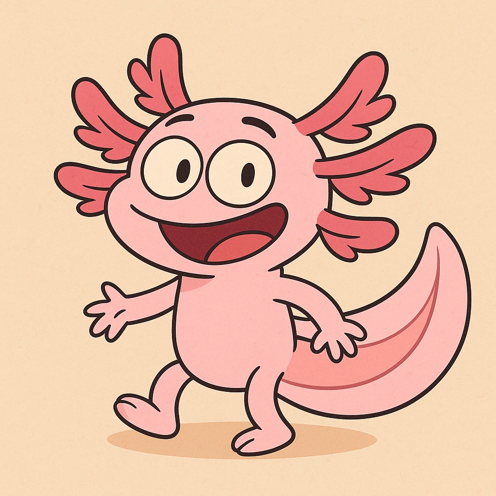 axolotl, flat toon cartoon style, simple and vibrant colors emoji