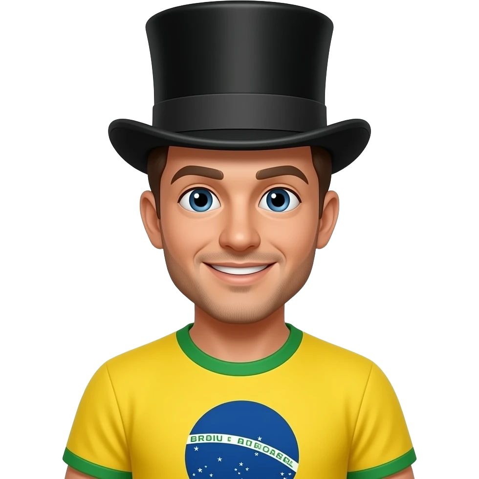 YELLOW GUY WITH A BRAZIL YELLOW SHIRT WEARING A MAGIC TOP HAT emoji