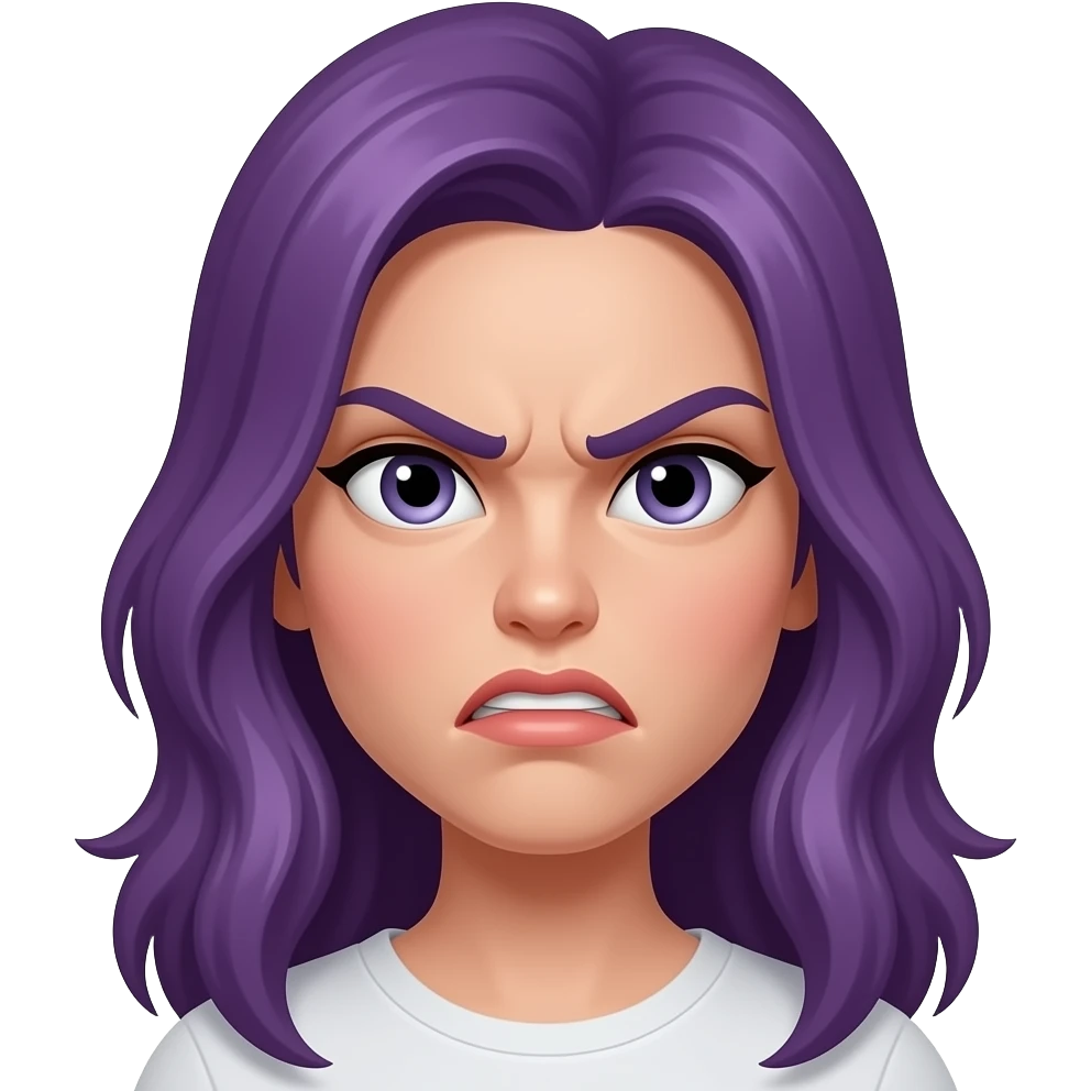 A YOUNG WOMAN WITH LONG PURPLE HAIR IS ANGRY emoji