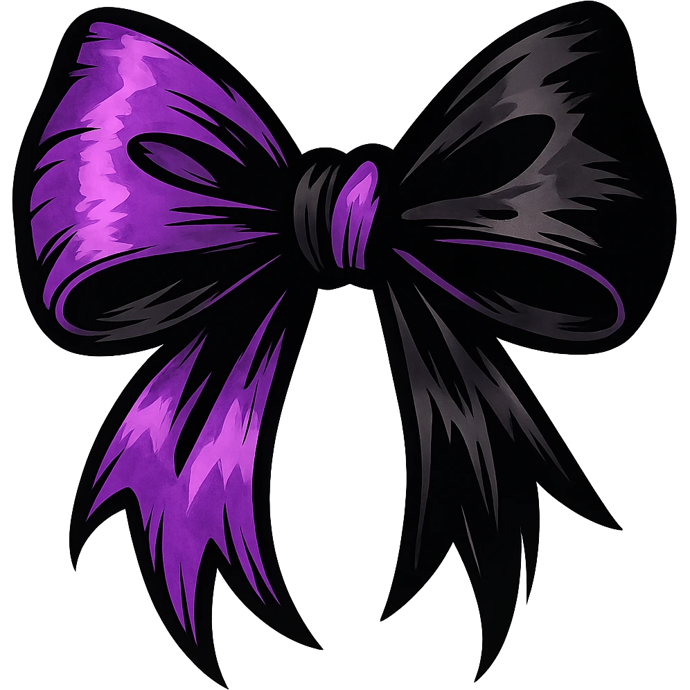 emo bow, black and purple, expressive and stylish, remove background emoji