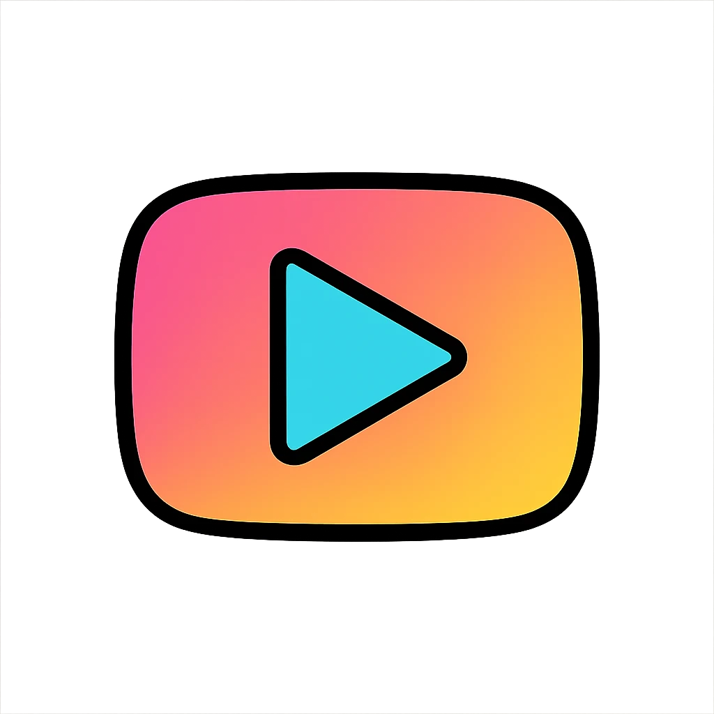 stylish modern YouTube logo icon with transparent background for YouTube channel emoji