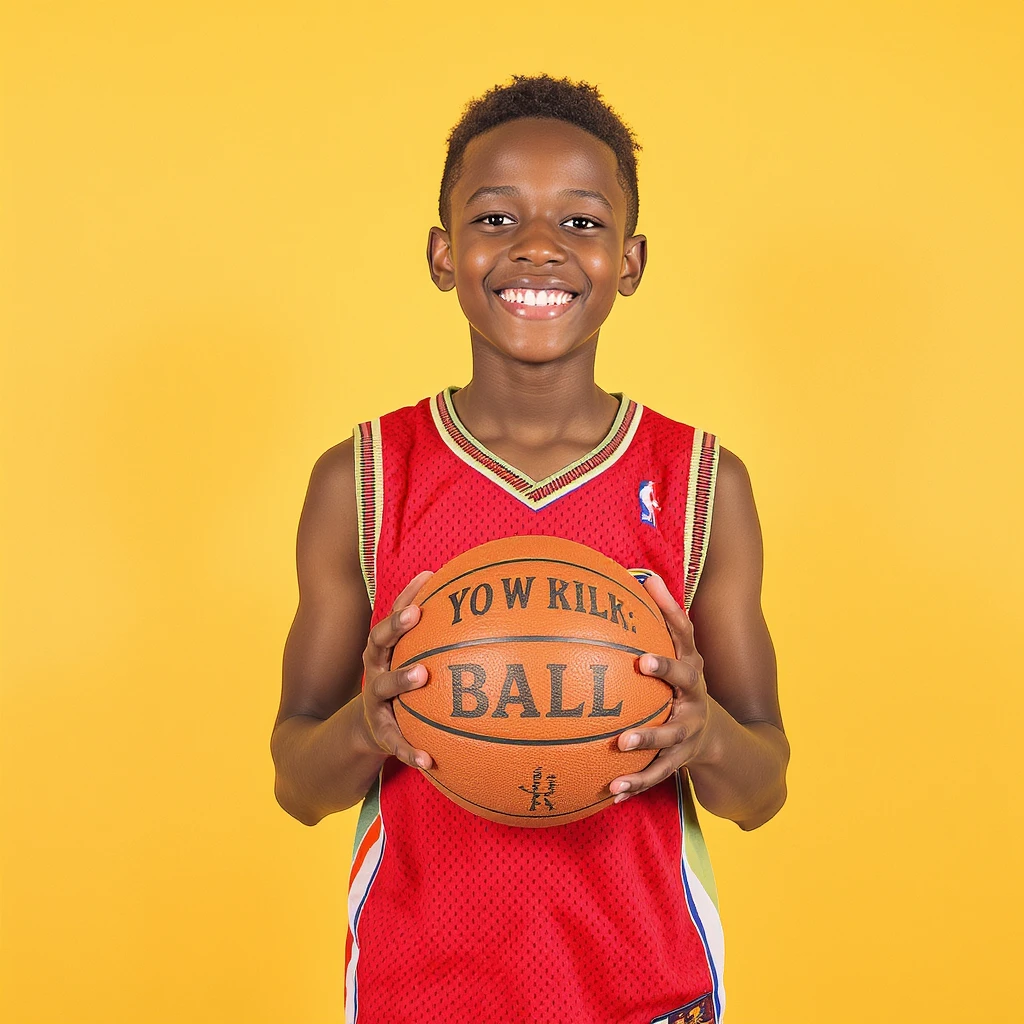 Make Him Happy Smiling
Holding a basket ball 
Add The Word You My Ball?! emoji