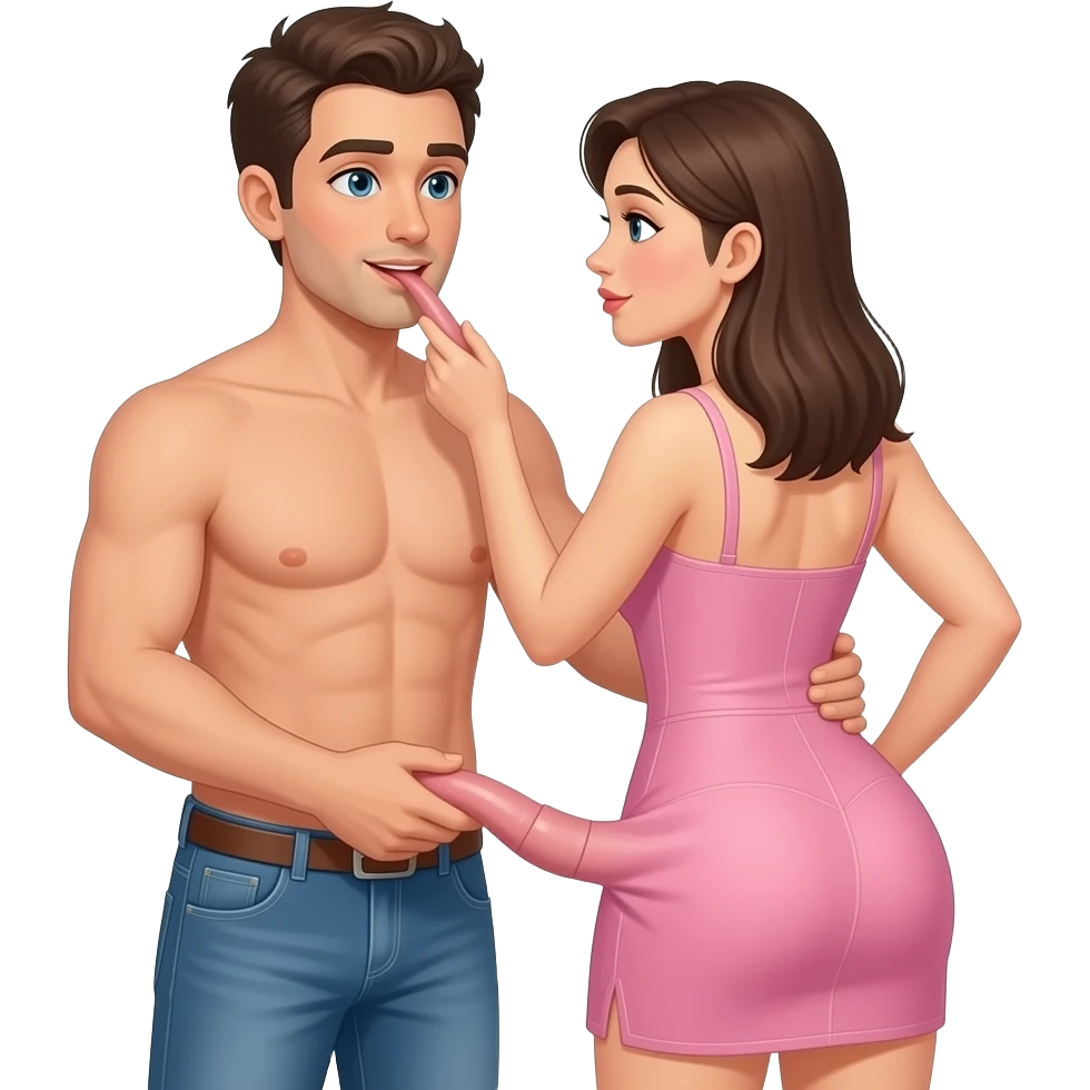 Un hombre desnudo follando con una mujer la mujer está enseñando el culo y el hombre está metiendo la polla emoji