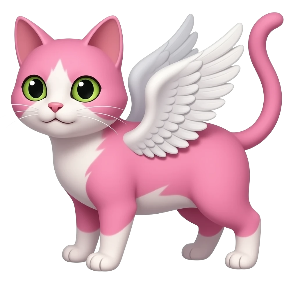 Kanatlı pembe kedi emoji