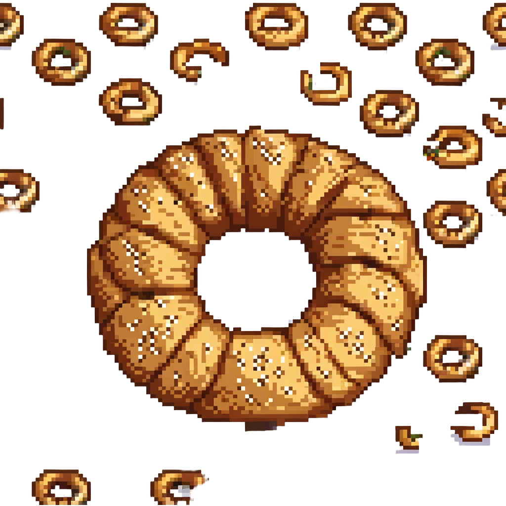pixel art simit, simple, round Turkish bread with sesame seeds emoji