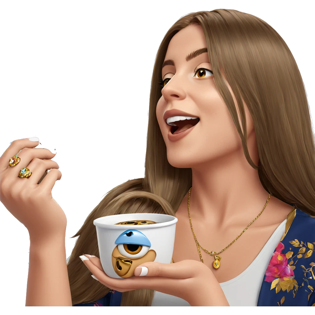 girl with jewelry and cup emoji