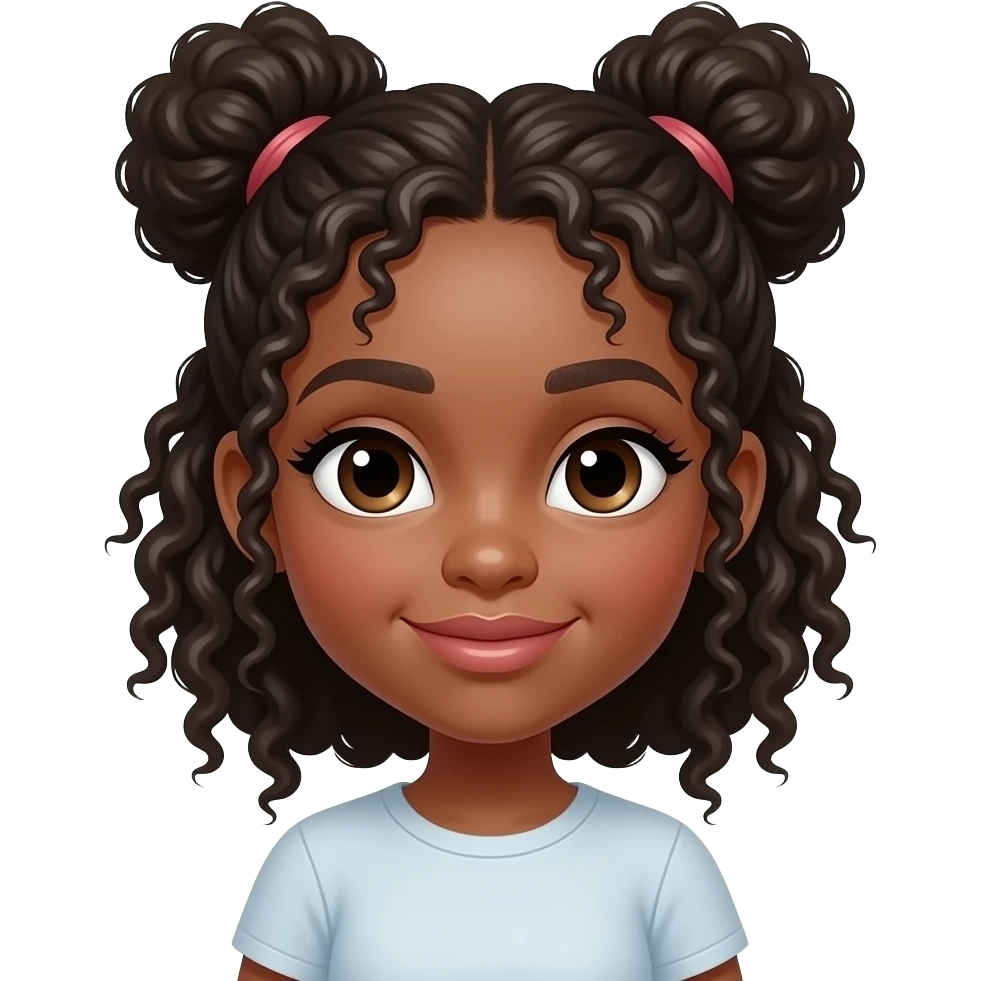 make me a emoji that is a black girl with two buns and curly pieces emoji